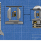 Links - Die Sandstone Rakete mit Ladung   Mitte - Die Autonome Fallschirmeinheit   Rechts - Die komplette Testsonde