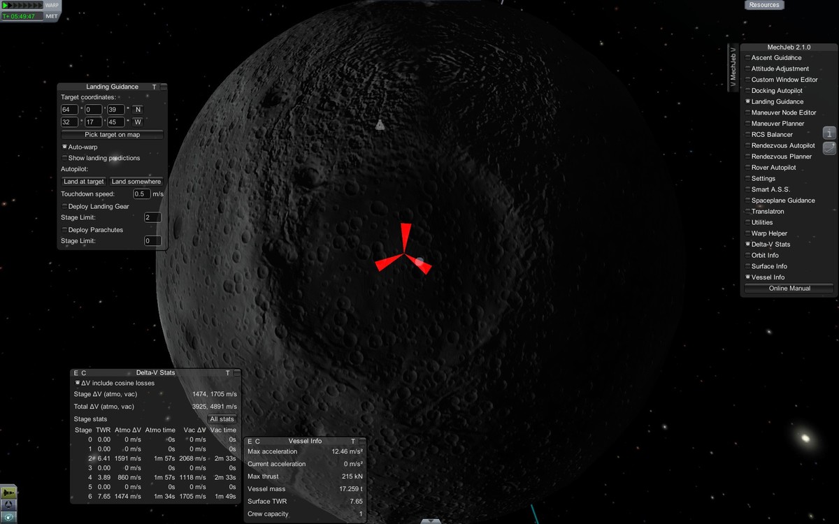 Bestimmung des Landepunkts auf dem Mun - Stufe 6