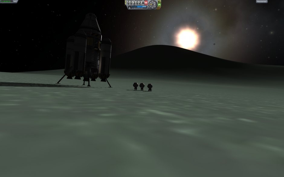 Vom Minimus ein Blick auf Kerbin und der Sonne Kerbol