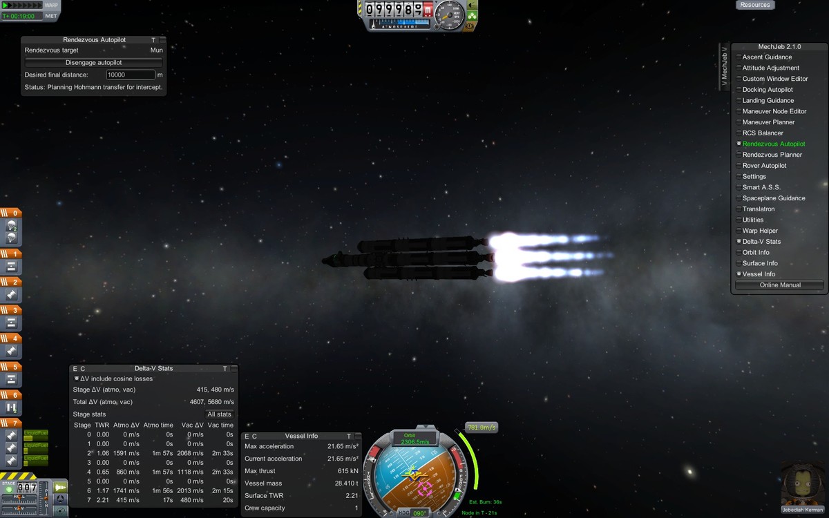 Planing Hohmann transfer for intercept - Stufe 7