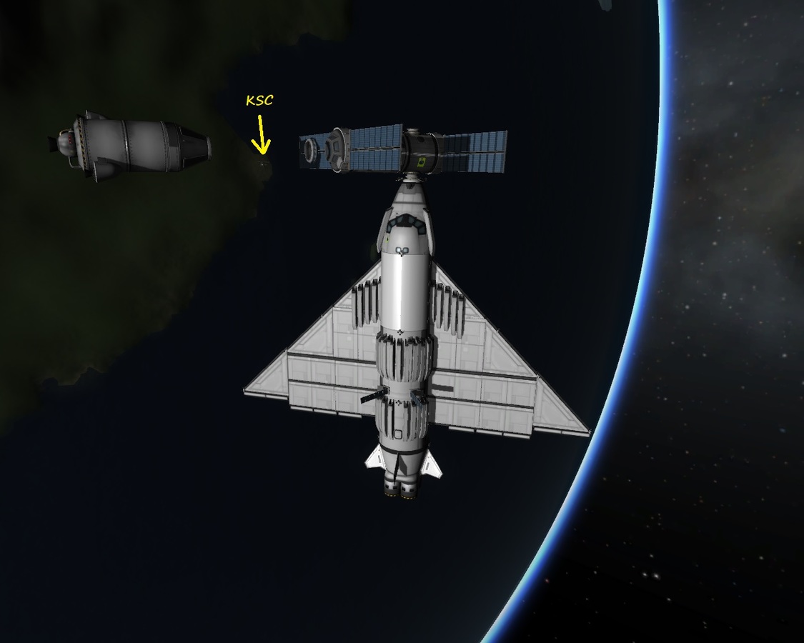 An Raumstation angedockt mit der dicken SSTO Kranichikus