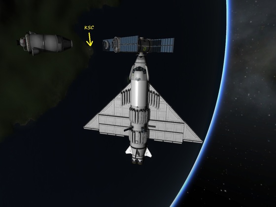 An Raumstation angedockt mit der dicken SSTO Kranichikus