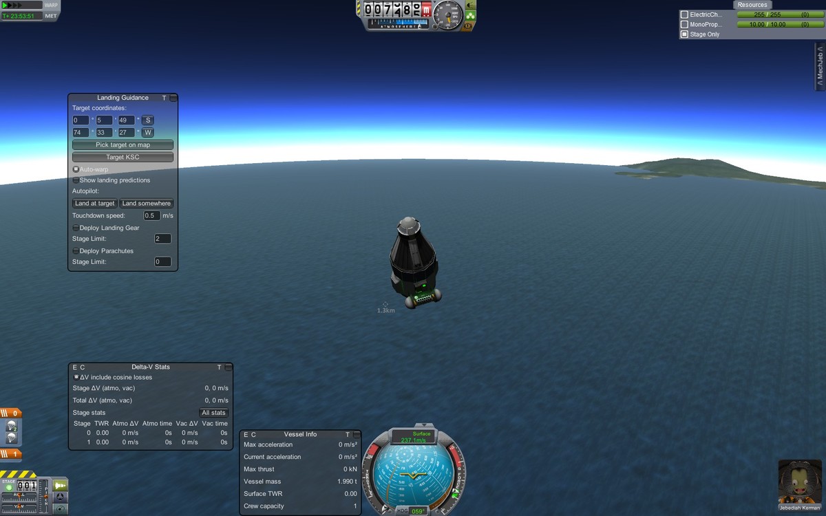 Landeanflug auf Kerbin - Stufe 1